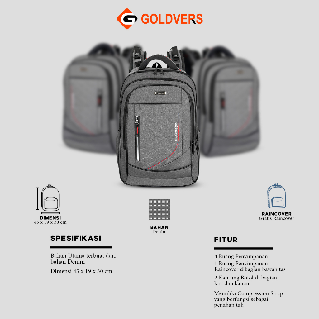 Tas Ransel Sekolah Bahan Denim Tas Punggung Pria Multifungsi Casual Backpack Brand Premium Polo