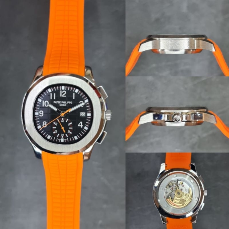 JSP 2114 JAM TANGAN PRIA PATEK PHILIPE 5968A-001 ORANGE RUBBER SUPER PREMIUM