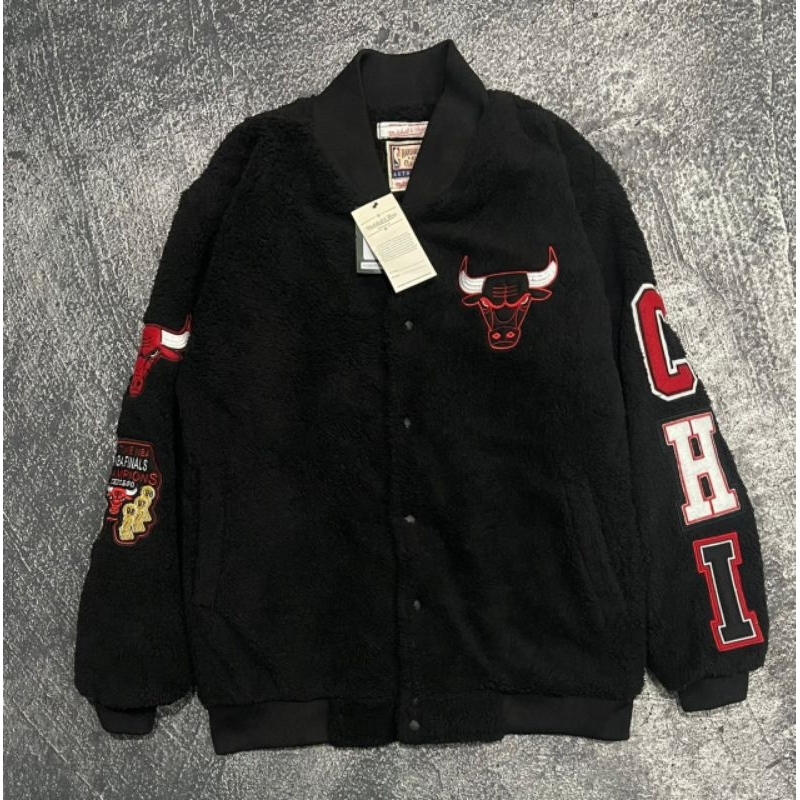 JAKET SHERPA CHICAGO X BULLS FULL BORDIR BESBOL BULU ANGSA