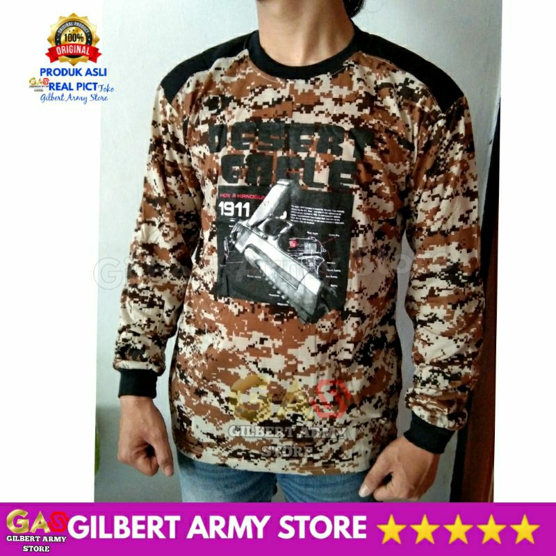 GILBERT ARMY STORE Kaos Loreng Lengan Panjang Gambar Digital Desert Gurun Terbaru