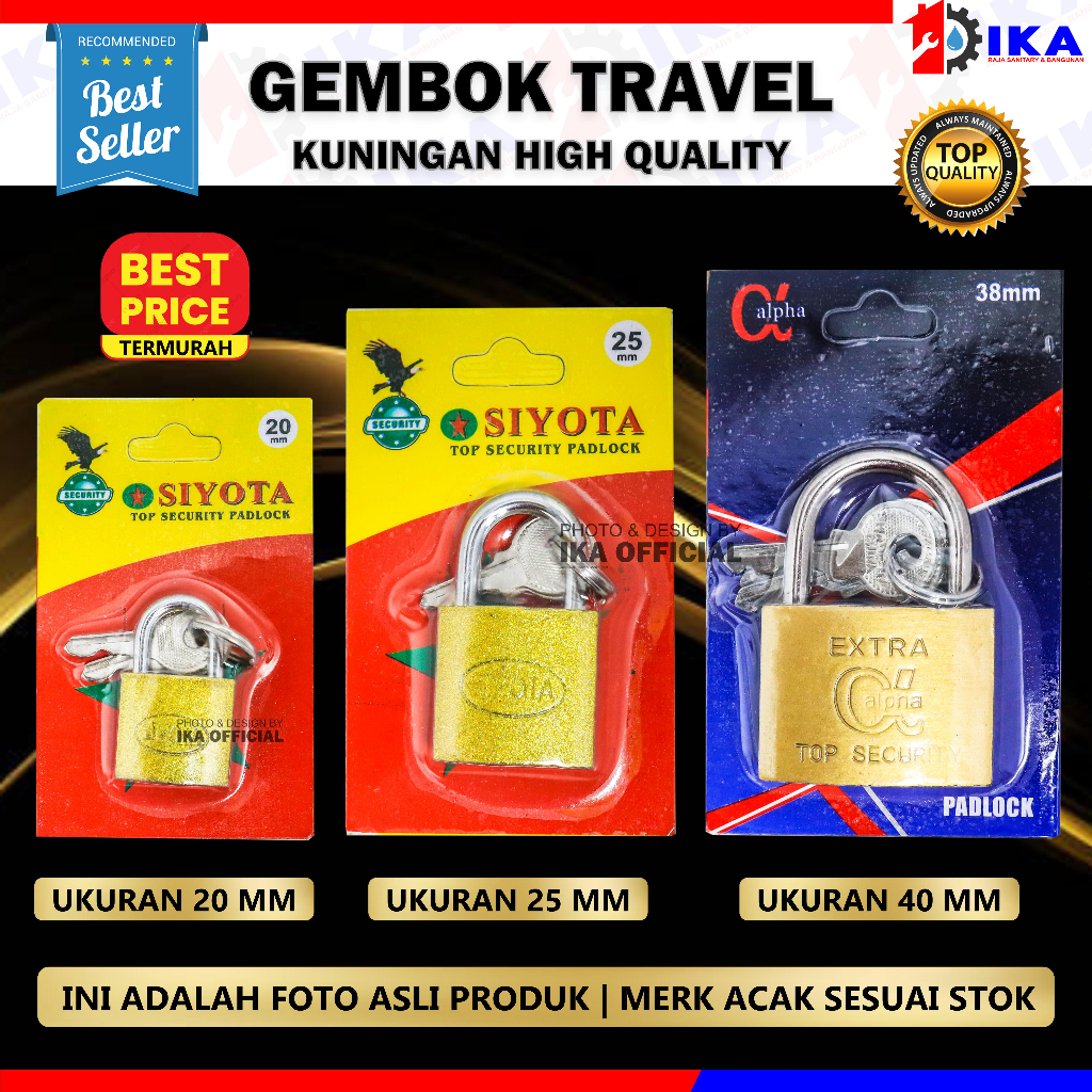 Gembok Mini Koper 15 20 25 30 40 50 mm Dua Kunci Bagasi Tas Travel Kuningan / Gembok Stanless Anti Karat/Anti Maling/Gembok Anti Rust/Gembok Anti Cut Gembok Pintu 15mm  20mm / 25mm / 30mm / 40mm