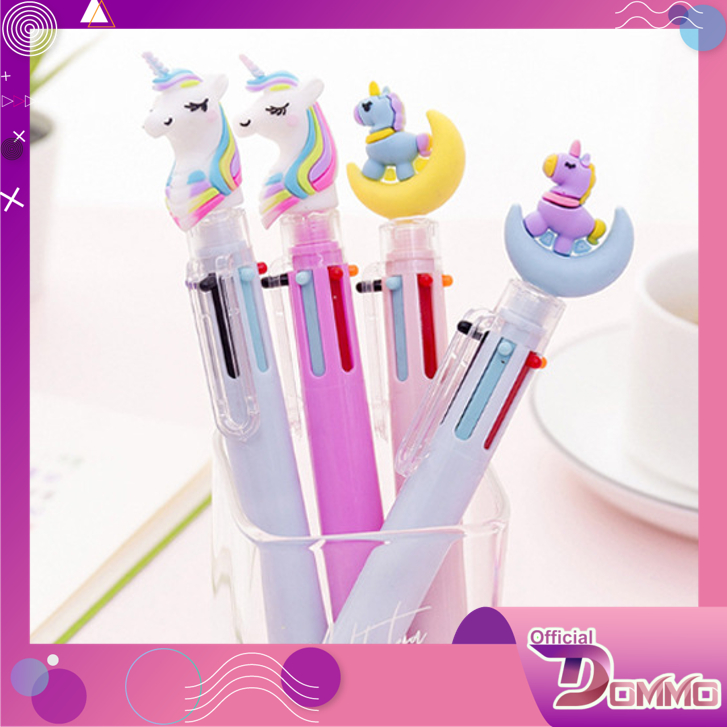 DOMMO - D6162 Pena S5617 / Pena Multi Warna / Unicorn Pen Multicolor 6 Color / Pena Mekanik 6 Warna Unicorn Moon / Pulpen Unicorn / Pena Ballpoint