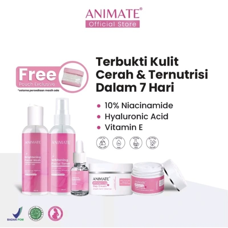 ANIMATE Instan Whitening Series 5in1 Skincare BPOM Original