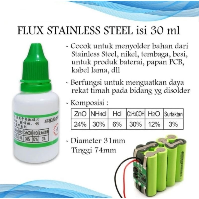 Flux Stainless steel / Flux Solder Baterai Kabel Stainless Steel