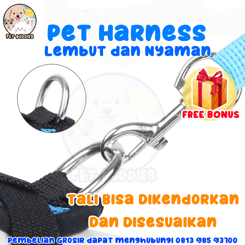 Rompi Kucing Jaring Pet Harness Anjing/Kucing Reflektif Bersirkulasi