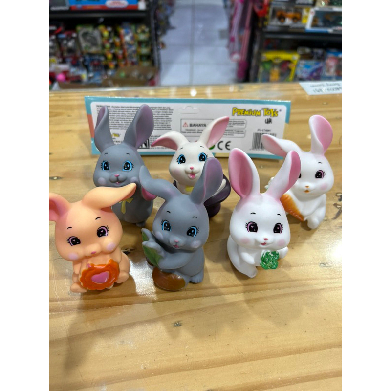 MAINAN ANAK KELINCI KARET KELINCI DIPENCET BUNYI/MAINAN MANDI isi 6 pcs