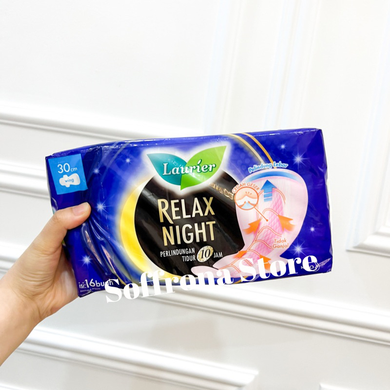 Laurier Relax Night 30 cm WING isi 16 buah softex pembalut dengan wing