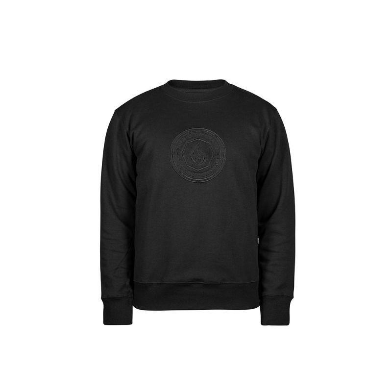 Prung Hevea Sweater Warna Hitam Crewneck Football Cauals Hooligans