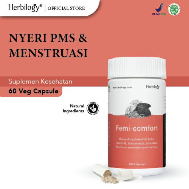 Herbilogy Femi Comfort 60 kapsul / mengatasi PMS / mengatasi nyeri haid / nyeri mens