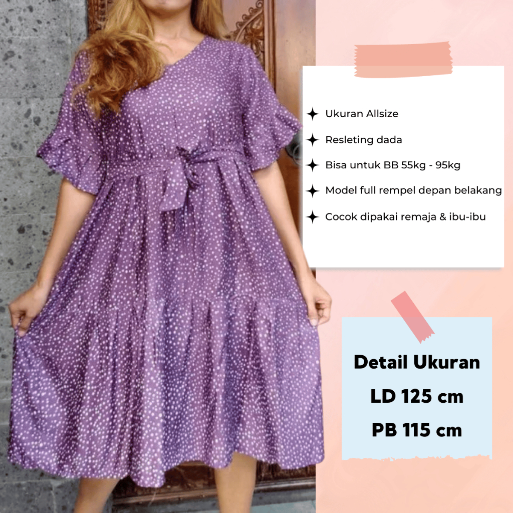 Dress Daster Busui Resleting Depan Short Dres Rayon Premium Jumbo