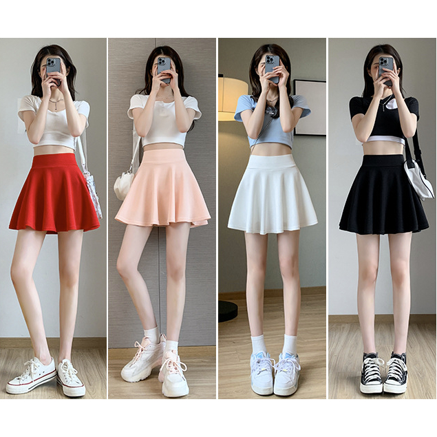 GirlWish Rok Celana Korean Flare Skirt / Rok Pendek Tenis Korea / Mini Skirt Polos R03