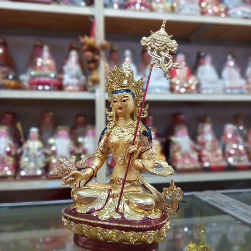 patung tibet Siatatapatra Bodhisattva Tapaisankaifomu logam