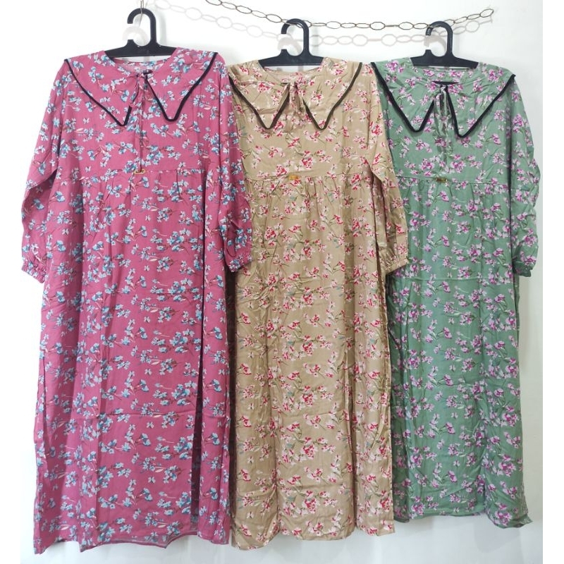MIDI DRESS MOTIF BUNGA KECIL WARNA-WARNI KEKNIAN 2023 BAHAN RAYON PREMIUM