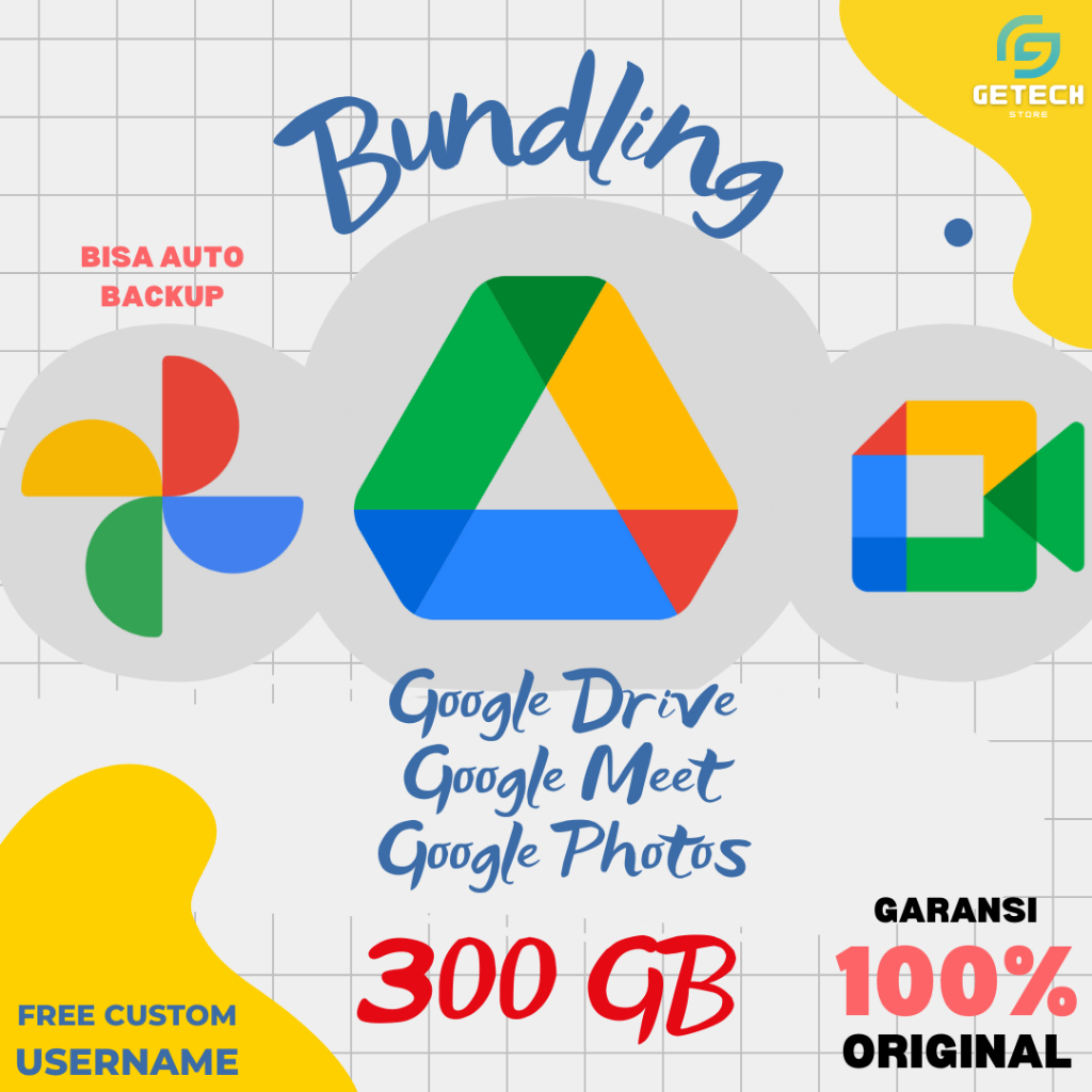 [PAKET LENGKAP]  Google Drive Bonus Google Photos + Google Meet 300 GB Lifetime Bergaransi