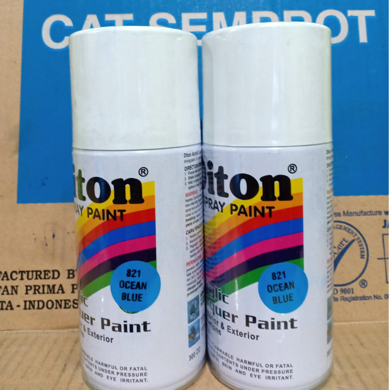 SOLID COLOURS DITON Spray Paint Acrylic Lacquer Paint Pilox Pilok Cat Semprot - 821 OCEON BLUE / BIRU LAUT (300cc / 300ml)
