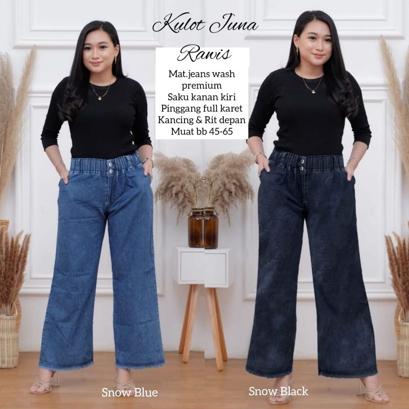 KULOT KARET PINGGANG JEANS WASH CELANA JEANS WANITA