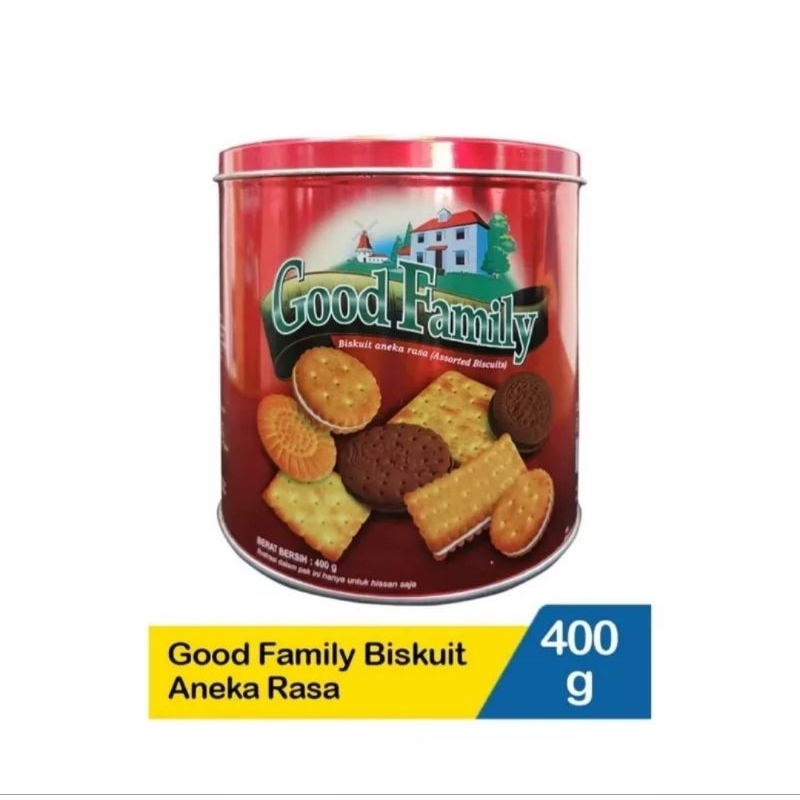 

GOOD FAMILY BISCUIT ASSORTED BISKUIT ANEKA RASA KALENG 400 GRAM / 400GR