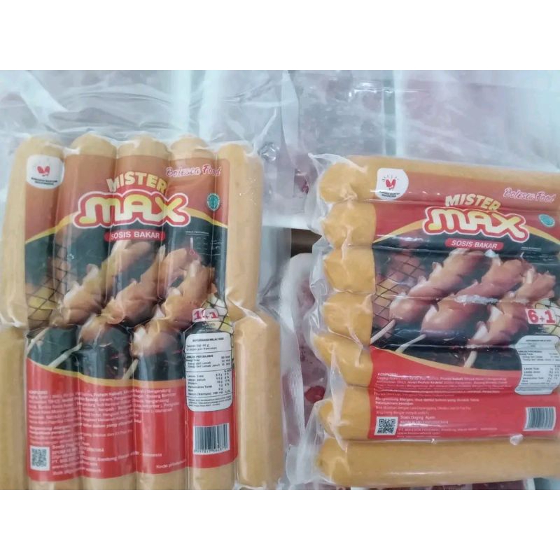 sosis bakar mister max isi 11 dan jumbo isi 7 frozen food