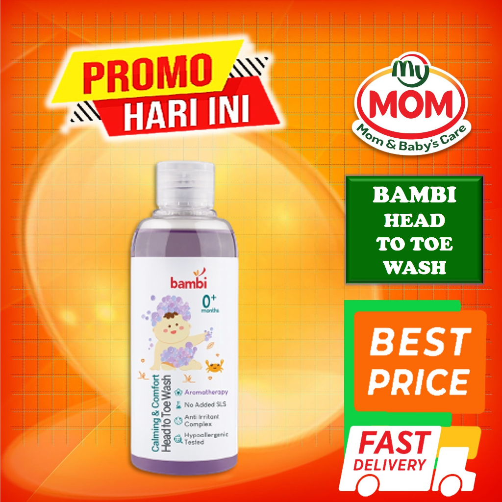 [BPOM] Bambi Baby Body Wash 200ml / Bambi Baby Calming &amp; Comfort Head To Toe Wash 200ml / Bambi Baby Hair &amp; Body Wash / Baby Bath 2 in 1 200ml / MY MOM