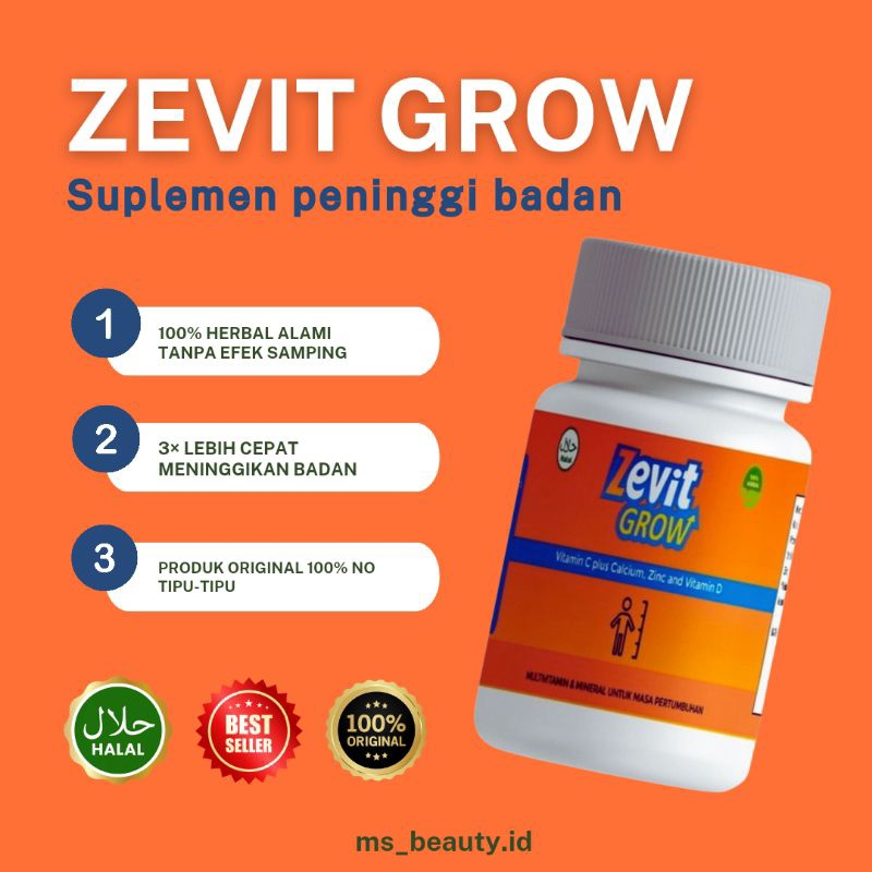 [ TERLARIS ] Zevit Grow Suplemen Peninggi Badan Permanen 100% Original