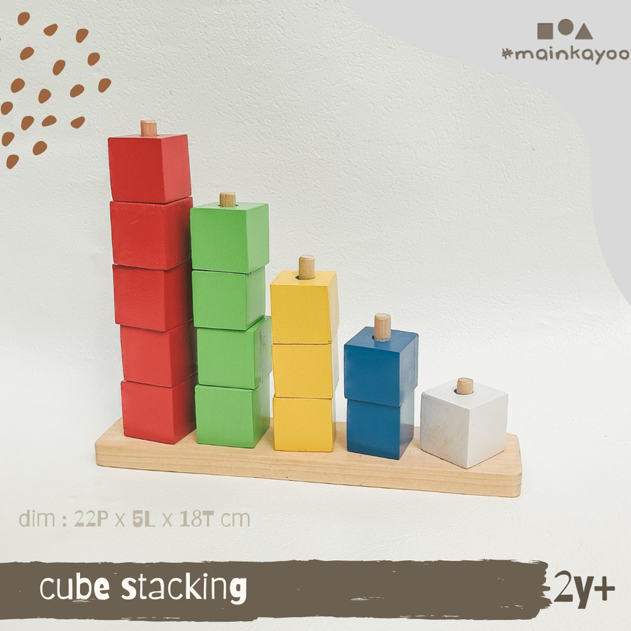 Geometry Stacking &amp; Balance - mainan balok edukasi montessori kayu - Cube Stacking #mainkayoo