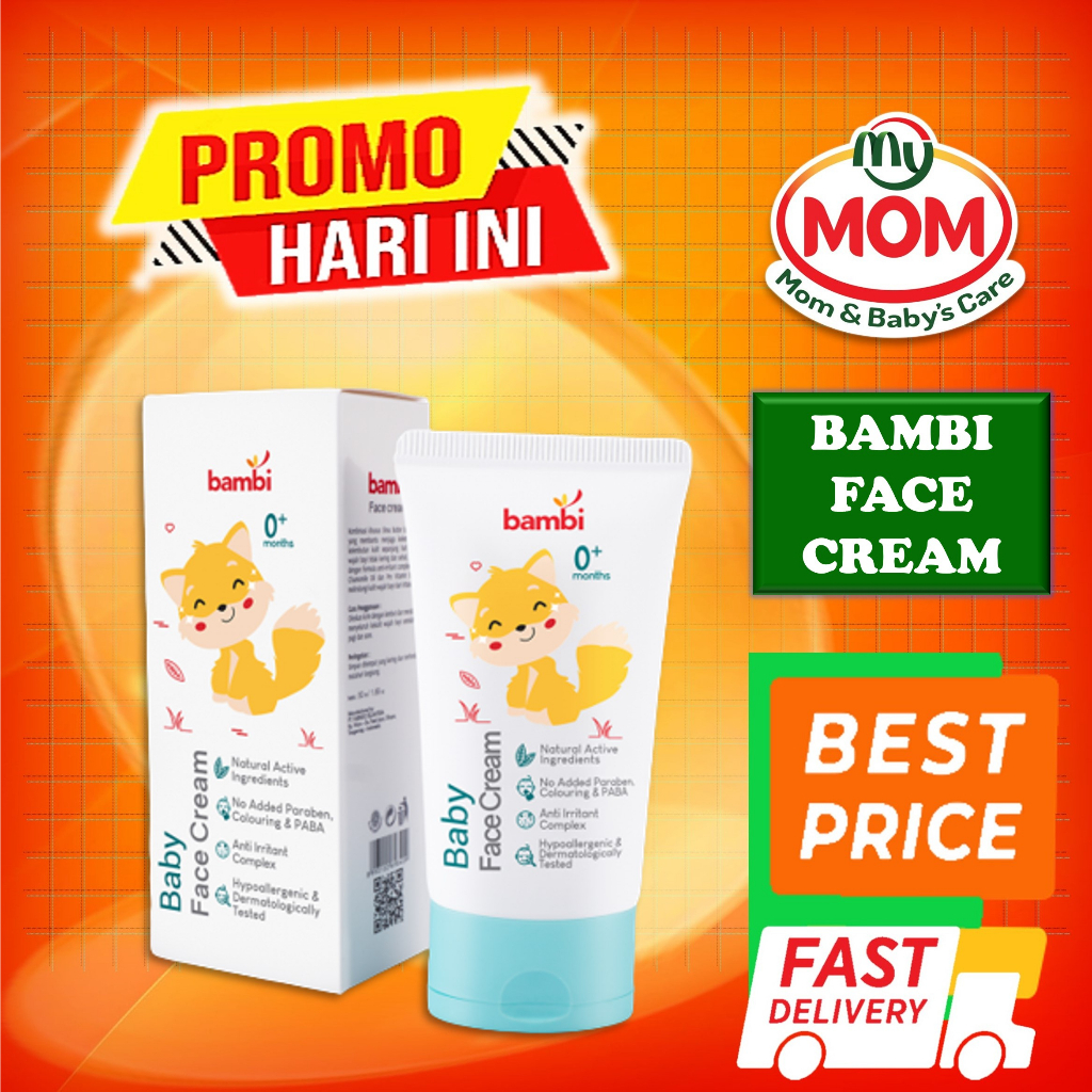 [BPOM] Bambi Baby Face Cream 50ml / Krim Wajah Bayi Kulit Normal - Sensitif / Lotion Pelembab Perawatan Wajah Bayi / MY MOM