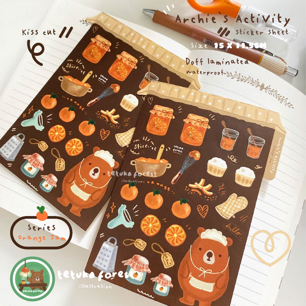 

Archie activity Orange jam sticker sheet - sticker lucu - journal sticker