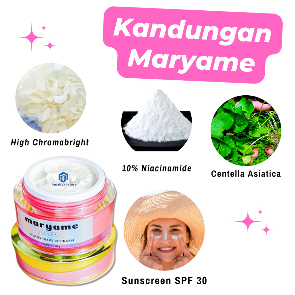 Maryame Beauty Glow Up Cream Skincare Pemutih Wajah Dan Penghilang Bekas Jerawat Anti Flek Hitam Cepat Glowing Permanen 100% Ori