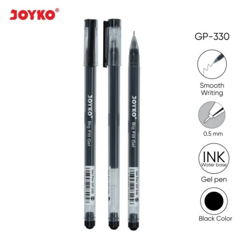 Gel Pen Pulpen Pena Joyko GP-330 Big Fill Gel 0.5 mm ECER