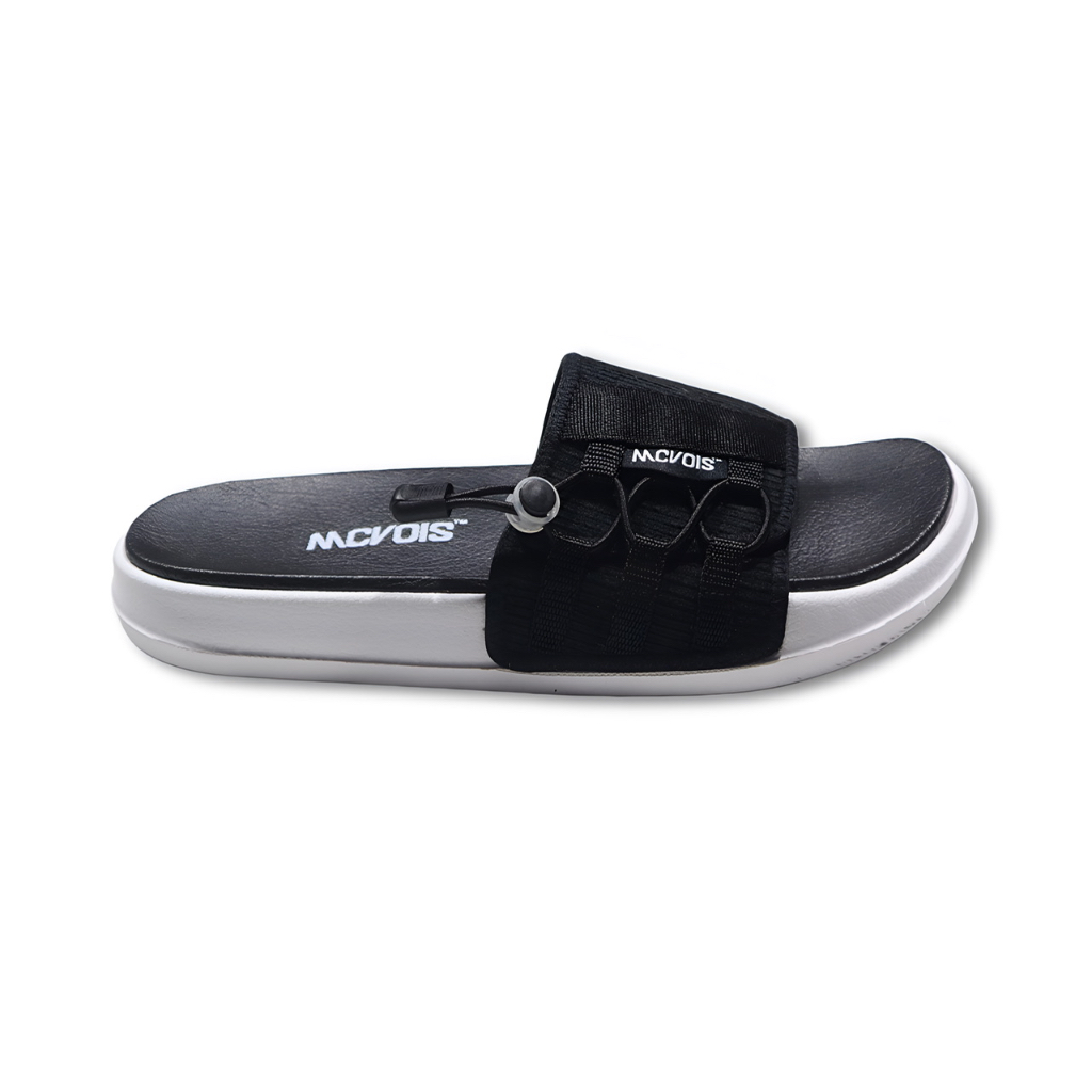 Mcvois Sandal Slide Pria Wanita Unisex Slip On Ringan Anti Slip Selop Corduroy Hitam
