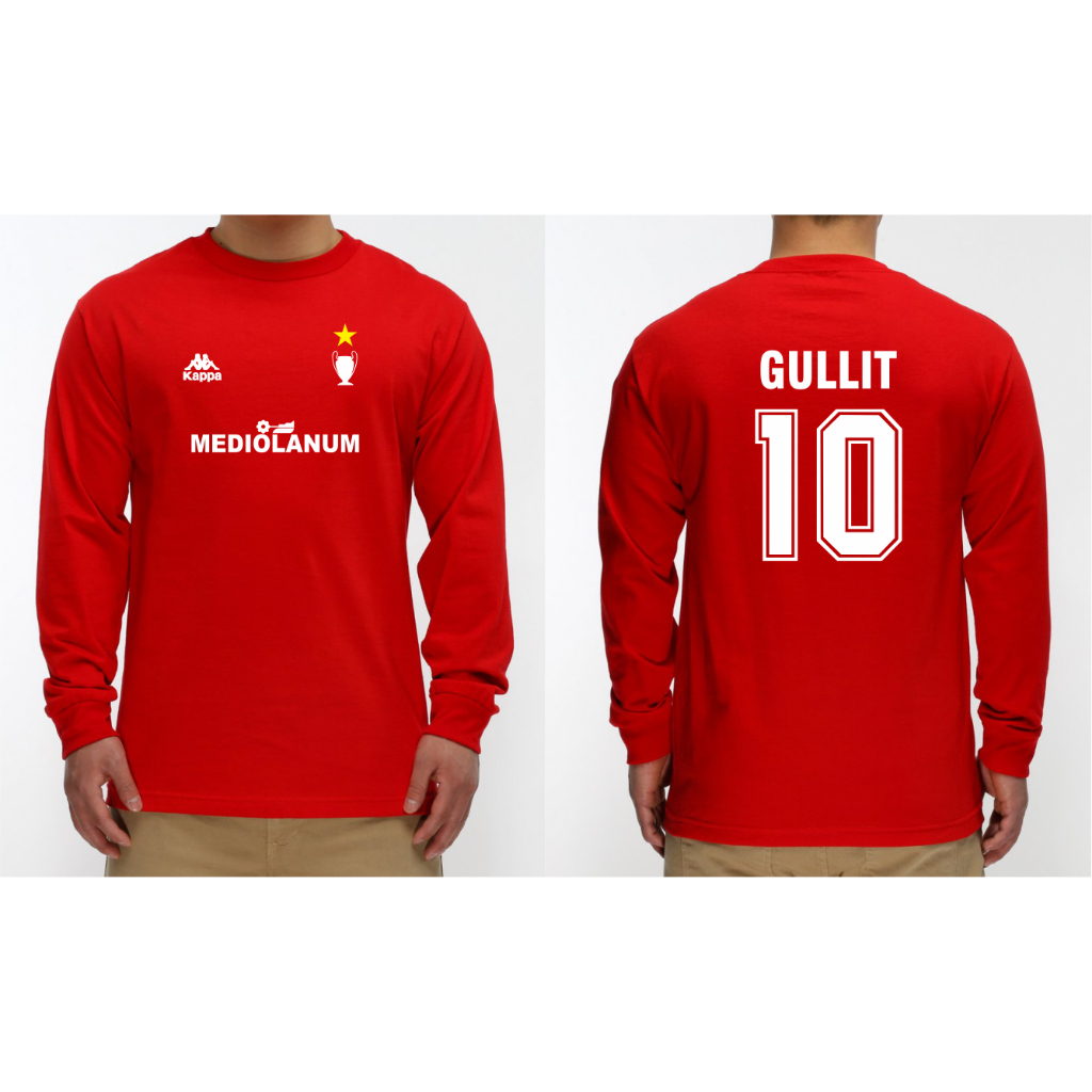 T-SHIRT KAOS AC MILAN RUUD GULLIT LENGAN PANJANG