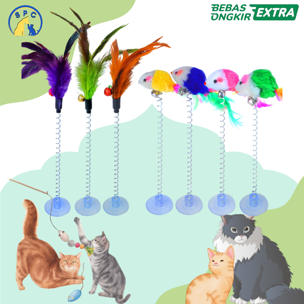 Mainan Kucing Tikus Bulu Tiang PER GOYANG Tongkat Spring Rat Cat Toys Cat Toy Kitten Toys