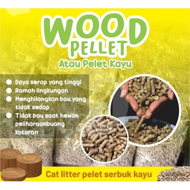 WOOD PELLET 1 KG - Alas Pipis Kencing BAB Kotoran Kucing Pasir Kucing Alas Kandang Kucing Litter Box Kucing Tidak Berbau Pesing