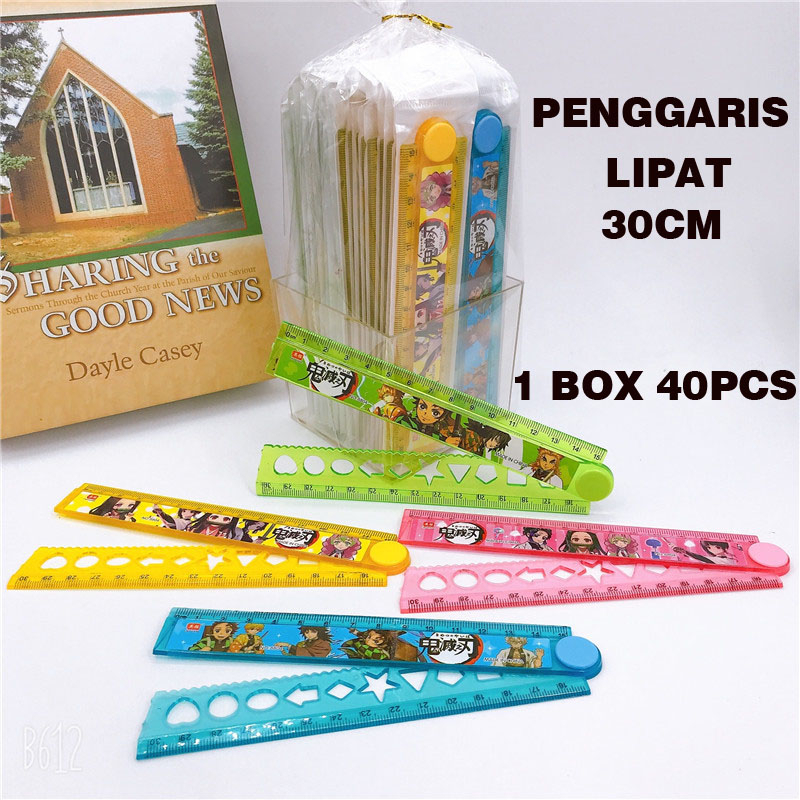 PENGGARIS LIPAT PLASTIK 30CM MOTIF KARAKTER KARTUN LUCU / PENGGARIS PLASTIK LIPAT / MISTAR LIPAT / RULER