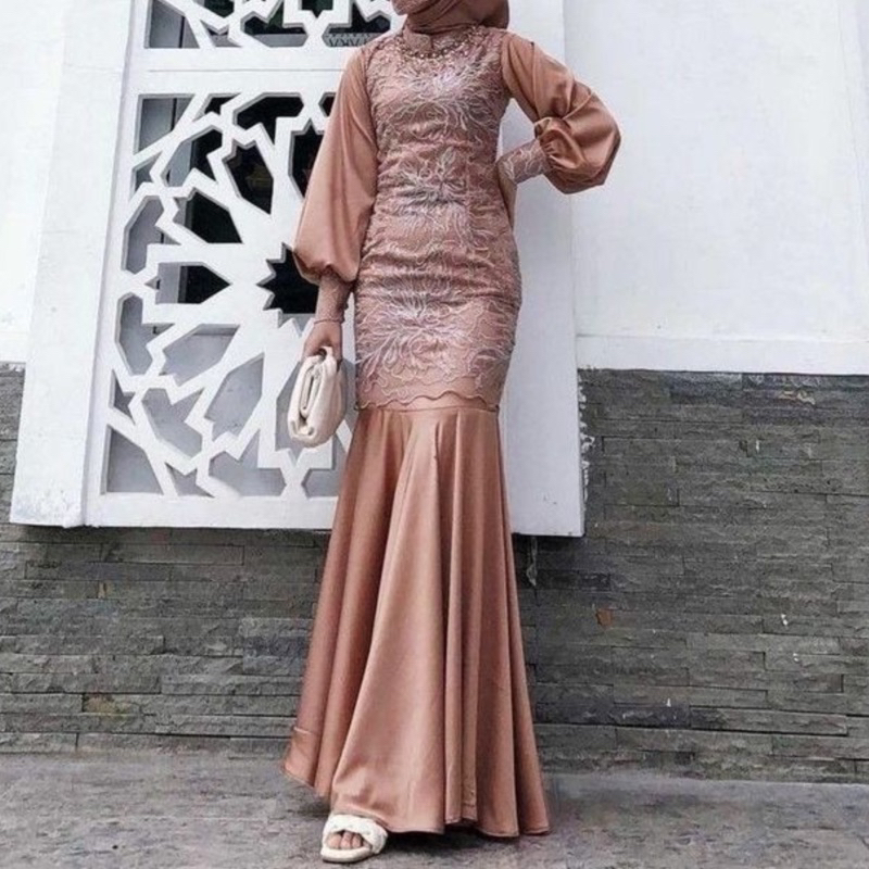 Bridersmaid dress gaun kondangan pernikahan set pesta nikah baju brokat mix satin untuk hijab wanita