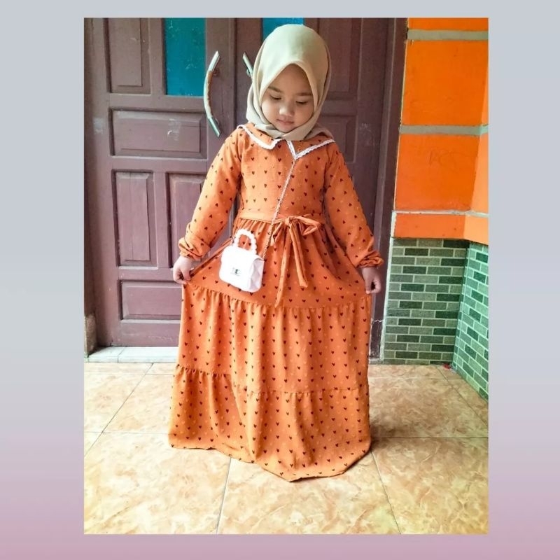 GAMIS CRINKLE ANAK PEREMPUAN 1-12 TAHUN KEJORA POLKADOT/gamis crinkle anak perempuan terbaru viral