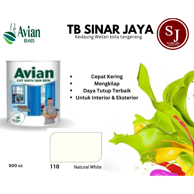 Cat Kayu dan Besi Avian 500cc / Cat Minyak Sintetis - 110 Natural White