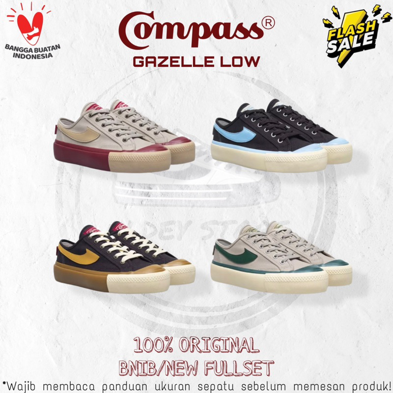 [ORIGINAL] Sepatu Compass Gazelle Low Wafer Green / Wafer Maroon / Choco Ice / Caramel