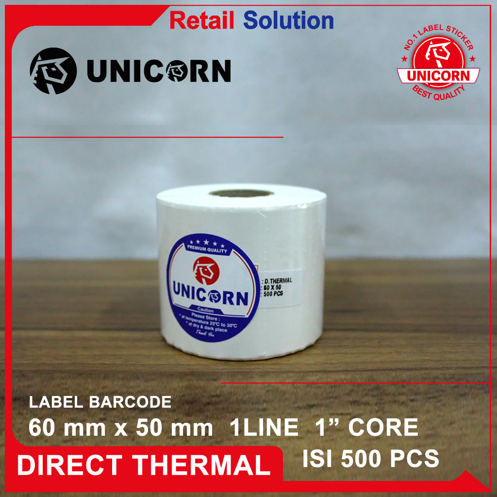 Unicorn Stiker Barcode Label Thermal 60x50 mm / 60x50mm / 60 x 50 mm