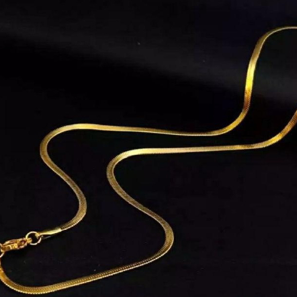 Kalung Titanium Rantai Belut Pipih Gold | Kalung Titan Gold