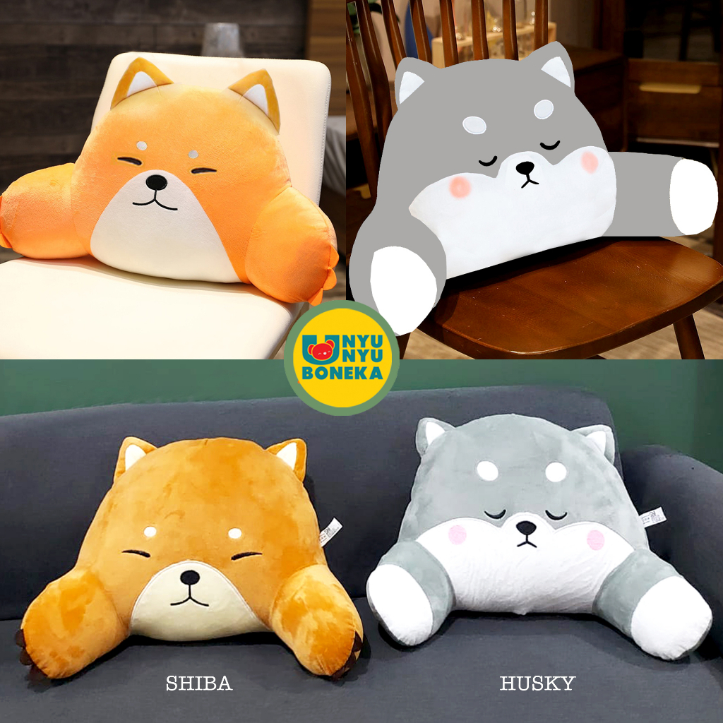 SALE !! Bantal sandaran kursi punggung mobil kantor ibu hamil karakter srigala doh husky shiba