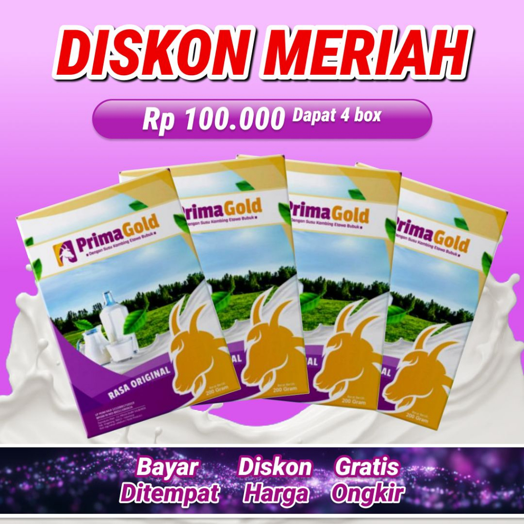 

PROMO MURAH 4 BOX SUSU KAMBING ETAWA BUBUK PRIMAGOLD ATASI NYERI SENDI TULANG SESAK NAFAS ASMA BATUK MENAHUN