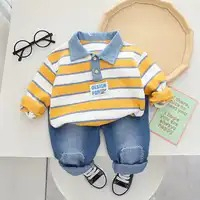 setelan keren lengan panjang anak usia 6 bulan sampai 5 tahun motif salur oren white import