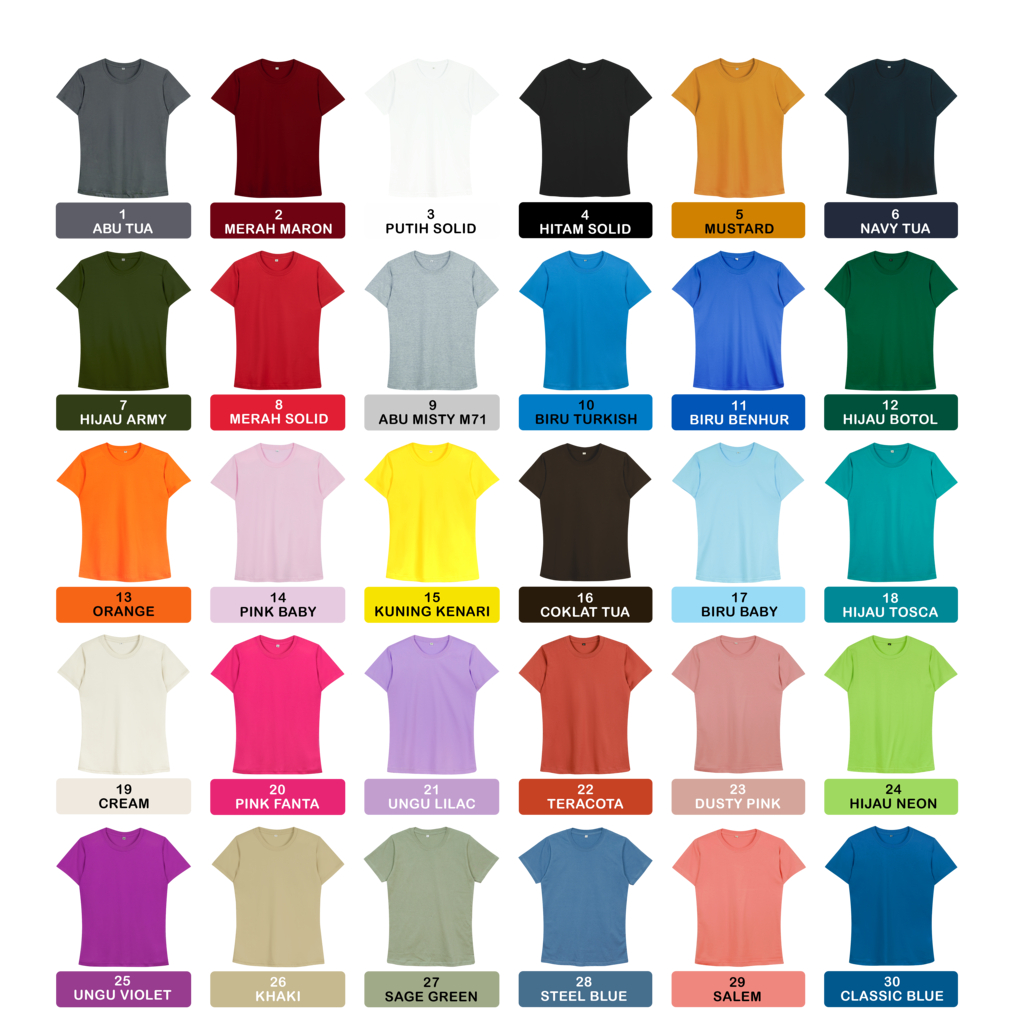 KAOS SLIMFIT POLOS WANITA ONECK COTTON COMBED 30S - BAJU KAOS LENGAN PENDEK SLIM FIT SIZE XS-XL