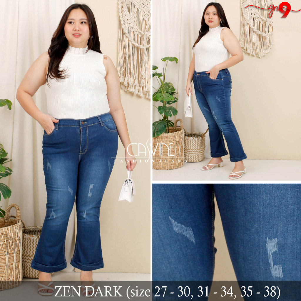 CASVINEJEANS || Celana Jeans Wanita Cewek Zen Cutbray Bigsize Jumbo Mom Jeans Sobek Cakar