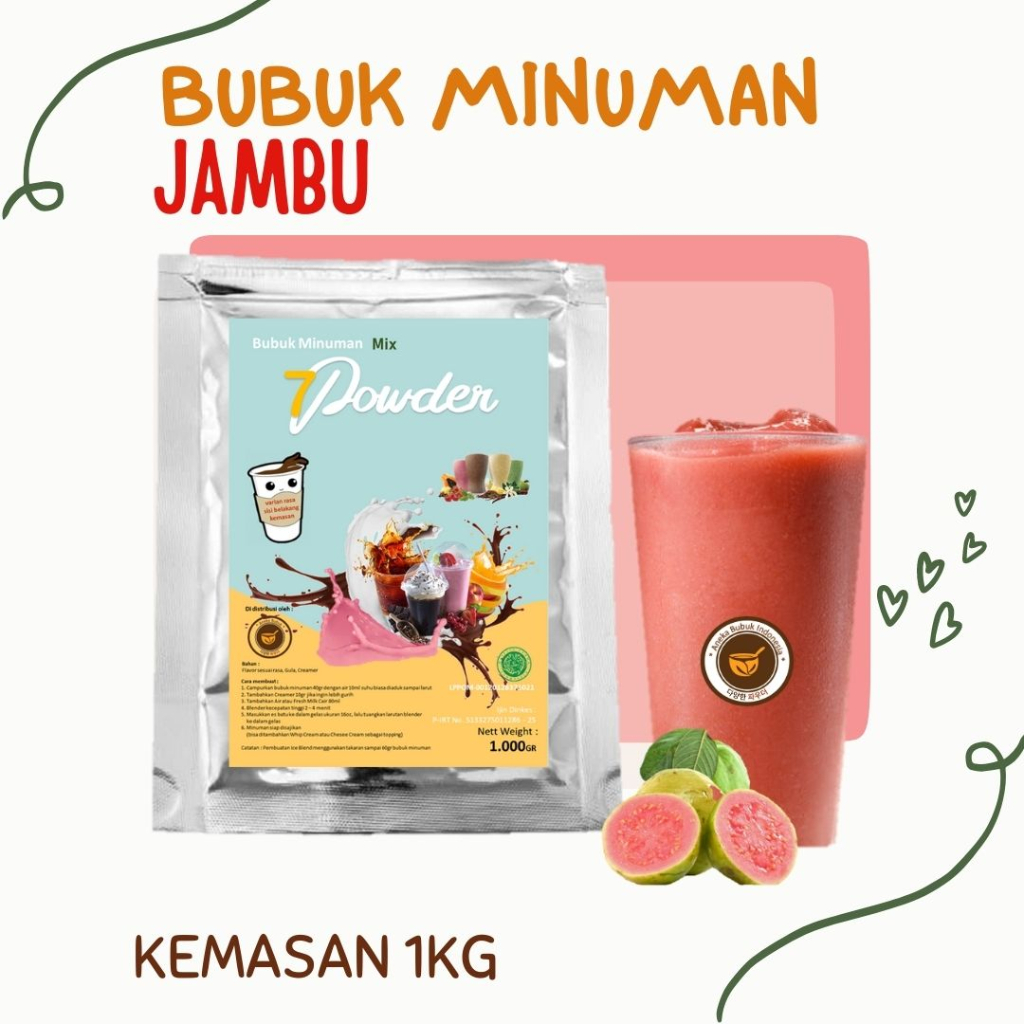 

BUBUK MINUMAN JAMBU 1KG - BUBUK RASA BUAH JAMBU MERAH GUAVA 1KG