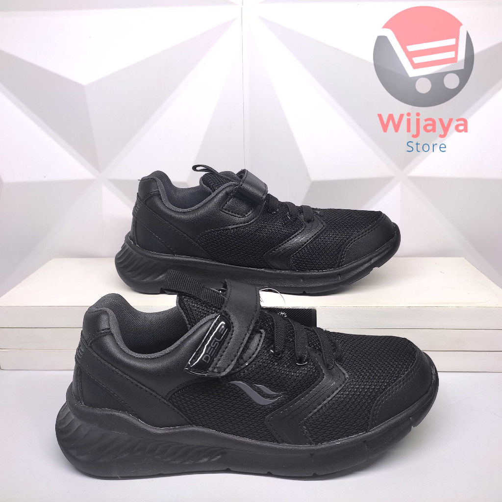 Sepatu Sekolah Desle 34-37 Model Sneaker Anak Hitam Polos Putih dengan Strap dan Tali Velcro yang Elegan dan Berkualitas Tinggi CORINA HUGHES JEREMY CORBYN ANDREA BACKER