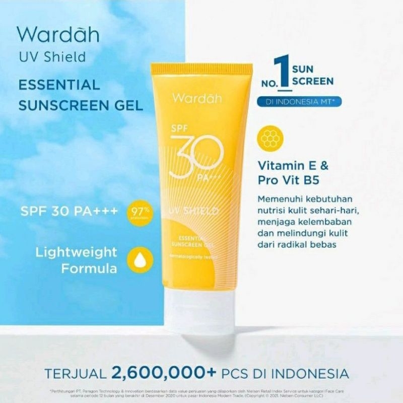 WARDAH UV SHIELD ESSENTIAL SUNSCREEN GEL SPF 30 PA +++ - Wardah Sunscreen