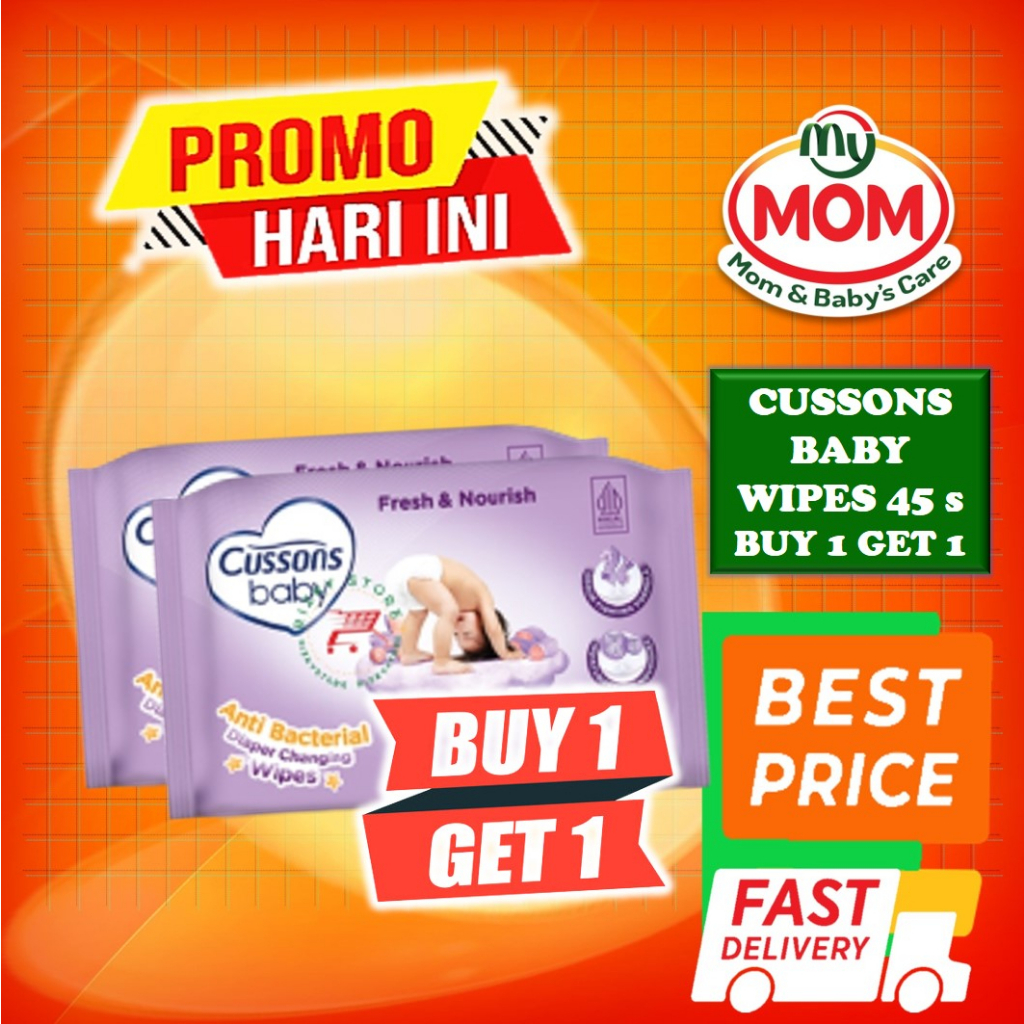 [BPOM] Cussons Baby Wipes 45's +45s (BELI 1 GRATIS 1) / Cussons Wipes / Tissue Bayi Cusson / MY MOM