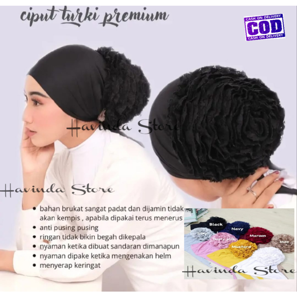 NEW CIPUT TURKI CEPOL RENDA PREMIUM BRUKAT POLOS//CEPOL KERUT/INNER TALI/HAVINDA